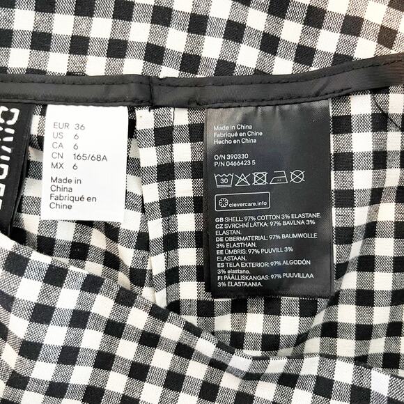 H&M Wrap Front Ruffle Hem Gingham Mini Skirt Black White 6 - Picture 3 of 12